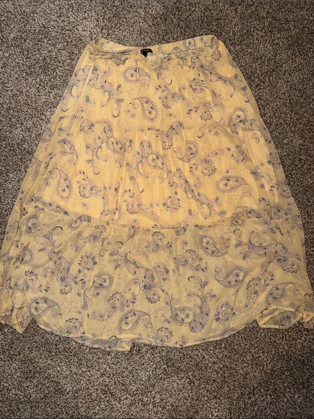Yellow Paisley High-Low Tiered Skirt - Women